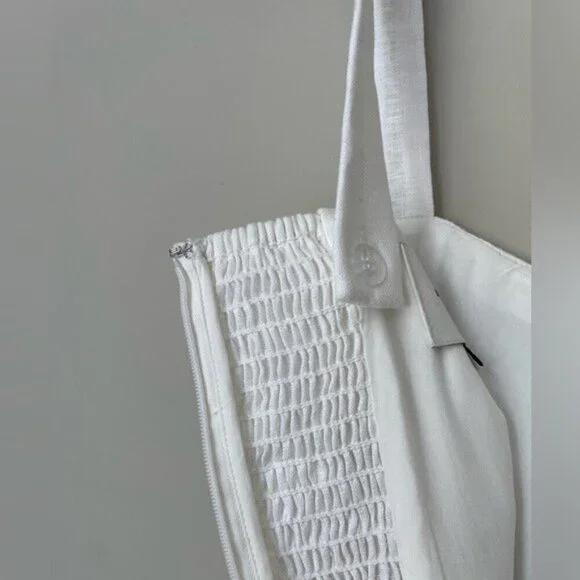 NEW Reformation Everett Linen Midi Dress White | US 2 UK 6 - Picture 12 of 16